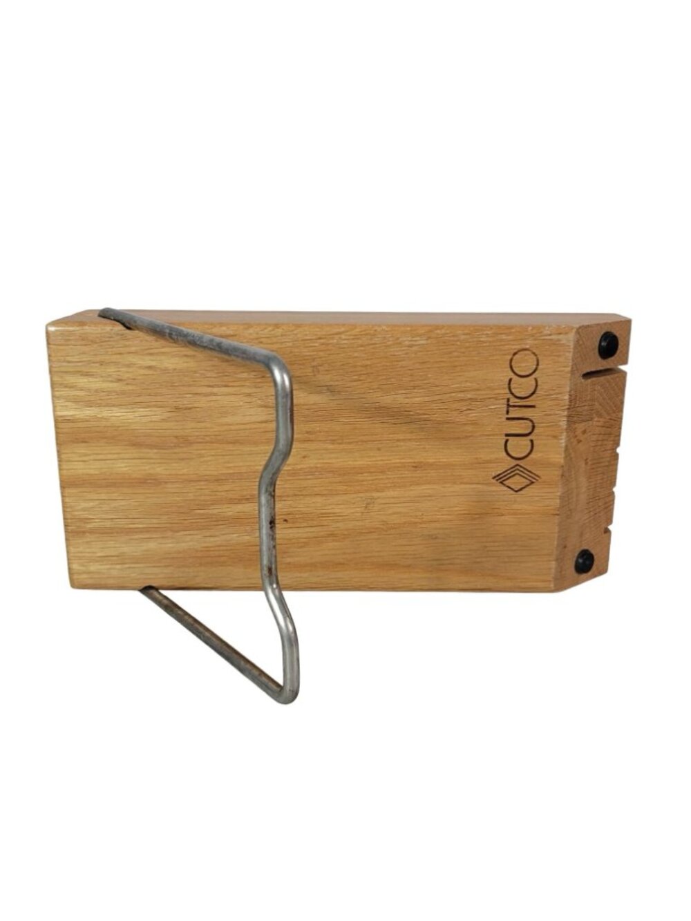 Cutco Space Saver 5 Slot Wood Knife Block Only Metal Bar Stand Honey Oak #1746 - Picture 7 of 11